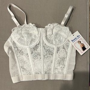 NWT Beauty Bra White Lace Corset Festival Top 32A